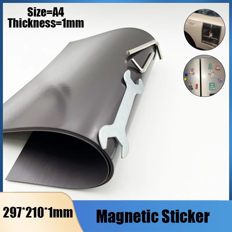 0.5/1mm A4 kauçuk yumuşak mıknatıslı levha kendinden yapışkanlı etiket manyetik Mat buzdolabı fotoğraf resim kesme kalıp zanaat için bir tarafı