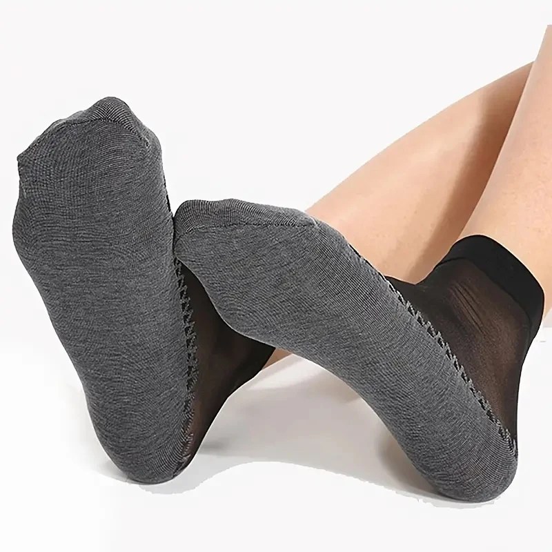 1/10 çift ipek kadife ayak bileği kısa Elastic elastik dantel çorap kadınlar şeffaf ultra ince kadın örgü kaymaz alt ekleme çorap - Görsel 2