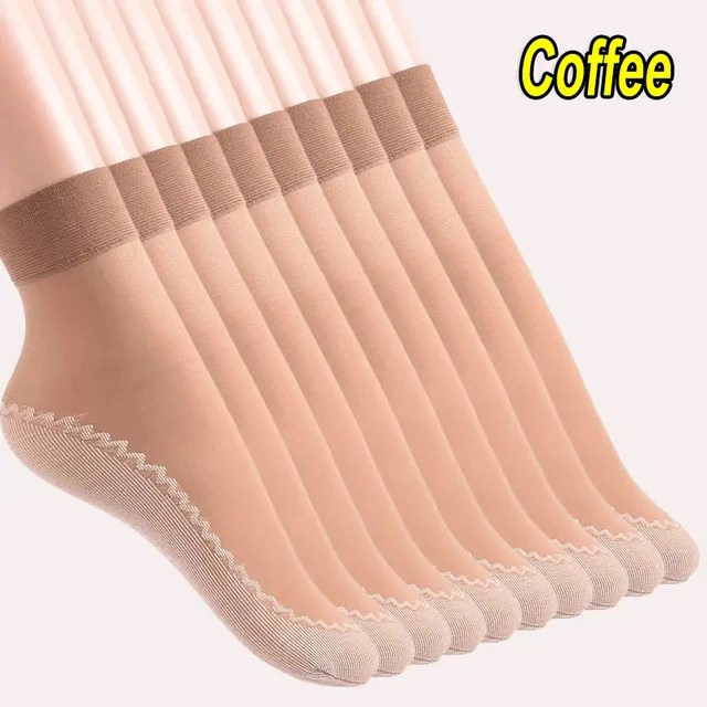 1/10 çift ipek kadife ayak bileği kısa Elastic elastik dantel çorap kadınlar şeffaf ultra ince kadın örgü kaymaz alt ekleme çorap - Görsel 10