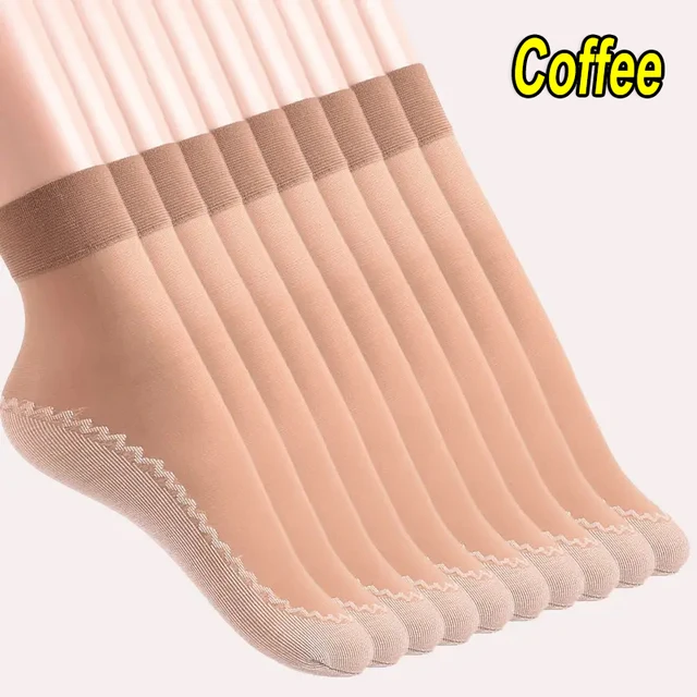 1/10 çift ipek kadife ayak bileği kısa Elastic elastik dantel çorap kadınlar şeffaf ultra ince kadın örgü kaymaz alt ekleme çorap