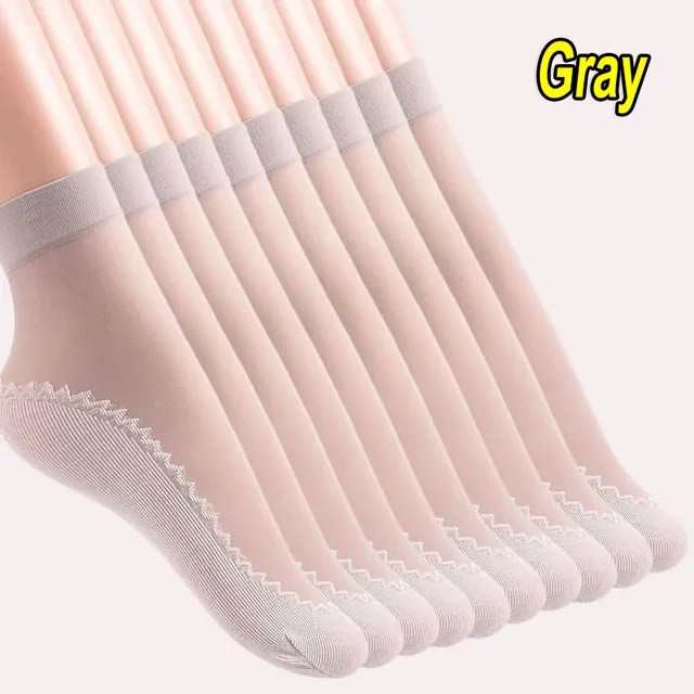 1/10 çift ipek kadife ayak bileği kısa Elastic elastik dantel çorap kadınlar şeffaf ultra ince kadın örgü kaymaz alt ekleme çorap - Görsel 16