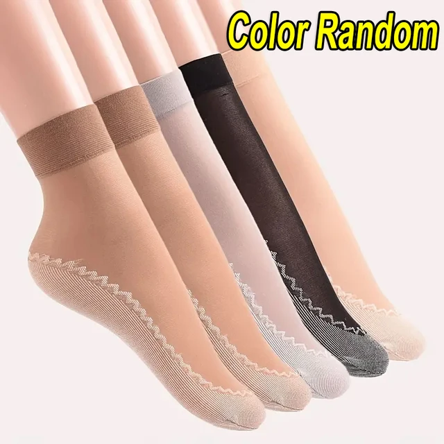 1/10 çift ipek kadife ayak bileği kısa Elastic elastik dantel çorap kadınlar şeffaf ultra ince kadın örgü kaymaz alt ekleme çorap