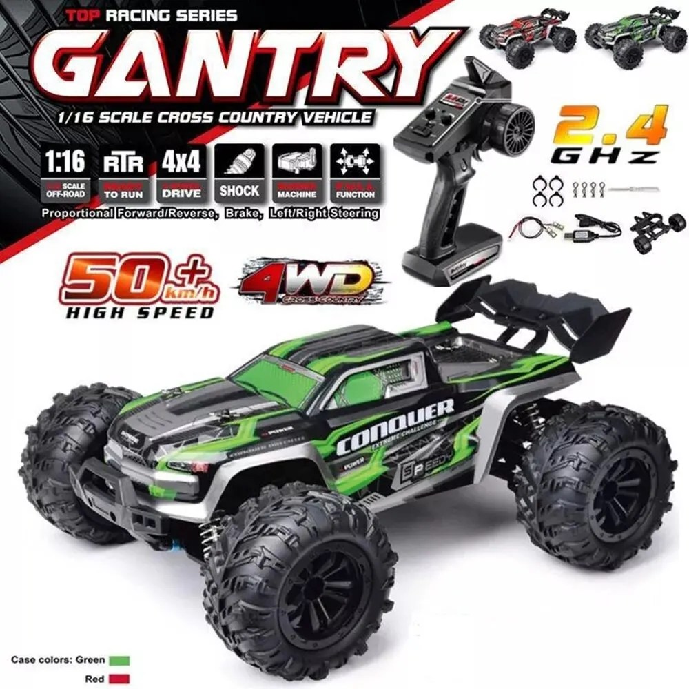 1:16 ölçekli büyük RC arabalar 50 km/h yüksek hızlı RC oyuncak arabalar yetişkinler ve çocuklar için uzaktan kumanda araba 2.4G 4WD Off Road canavar kamyon