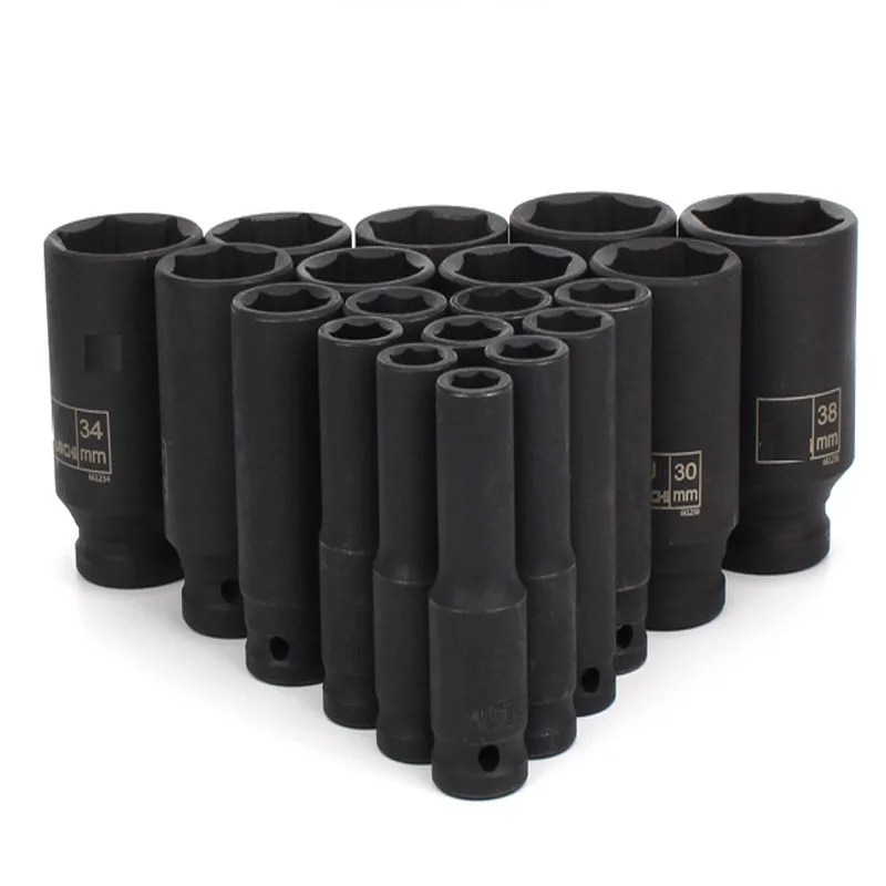 1/2 "inç sürücü derin darbe prizler metrik hava pnömatik lokma anahtar kafa 8-41mm standart dayanıklı araba oto kamyon tamir araçları
