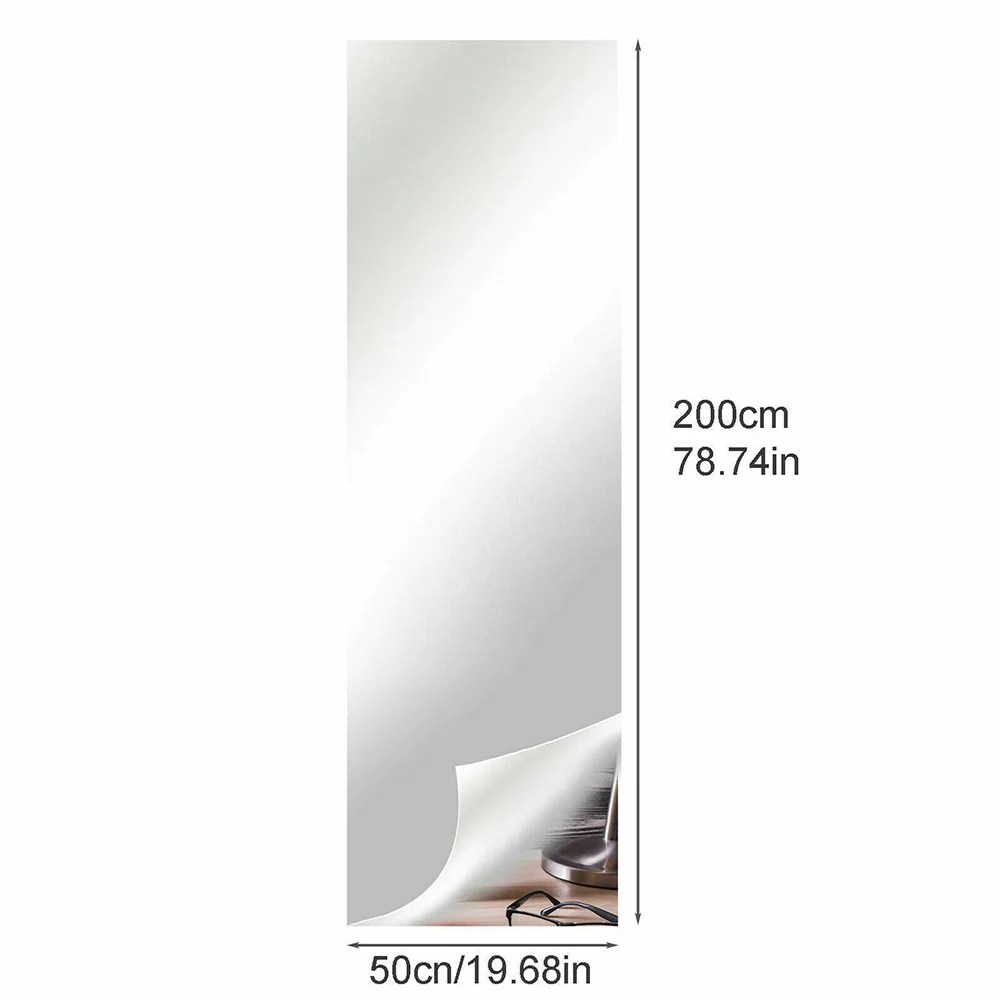 1 adet 0.1/0.2mm PET ayna duvar Sticker duvar çıkartmaları yatak odası kozmetik ayna banyo malzemeleri ev dekor duvar dekor 50cm x 200cm