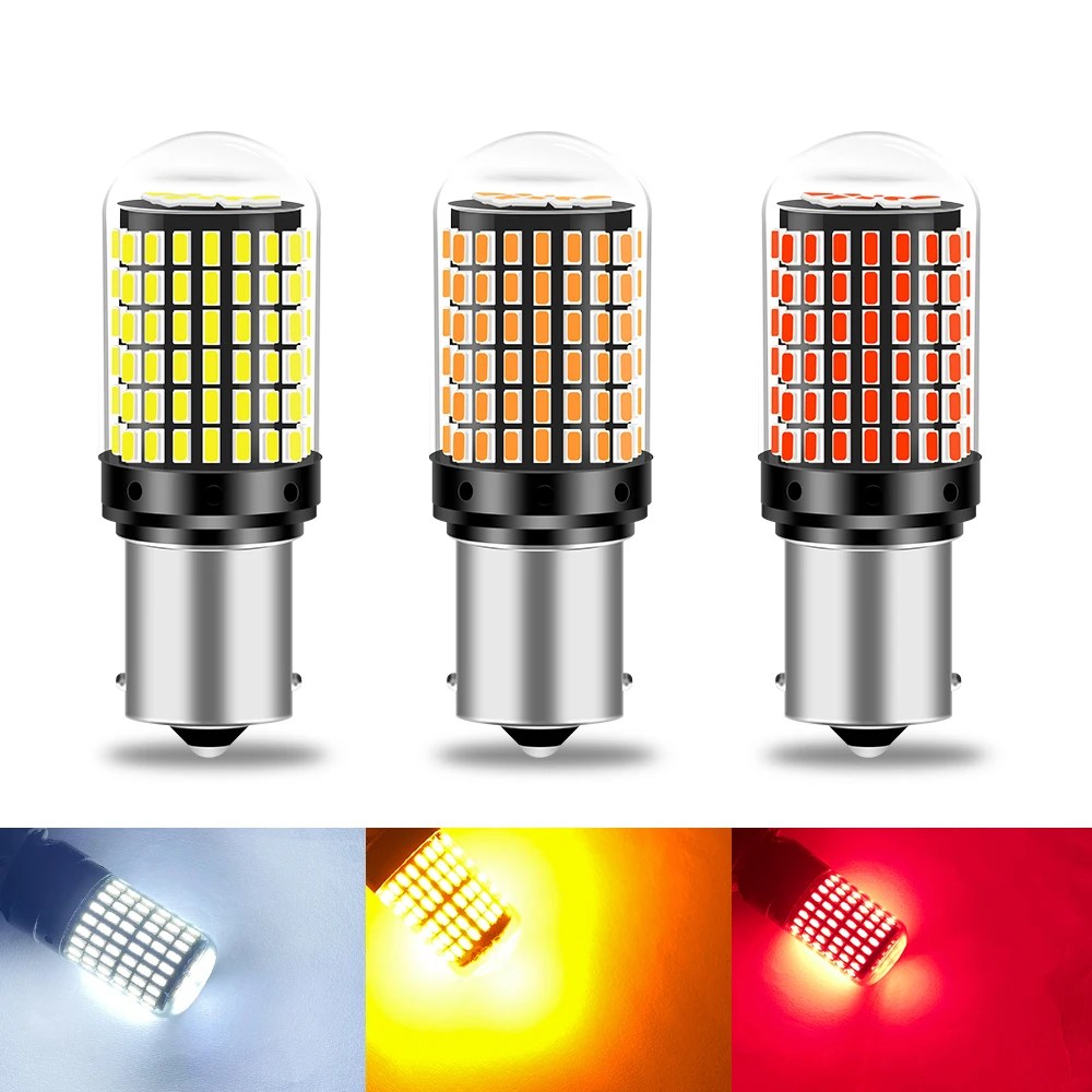 1 adet 1156 geri ışık 3014 led LED sinyal lambası CANBUS 1157 144smd py21w 7440 7443 led canbus t20 fren lambası
