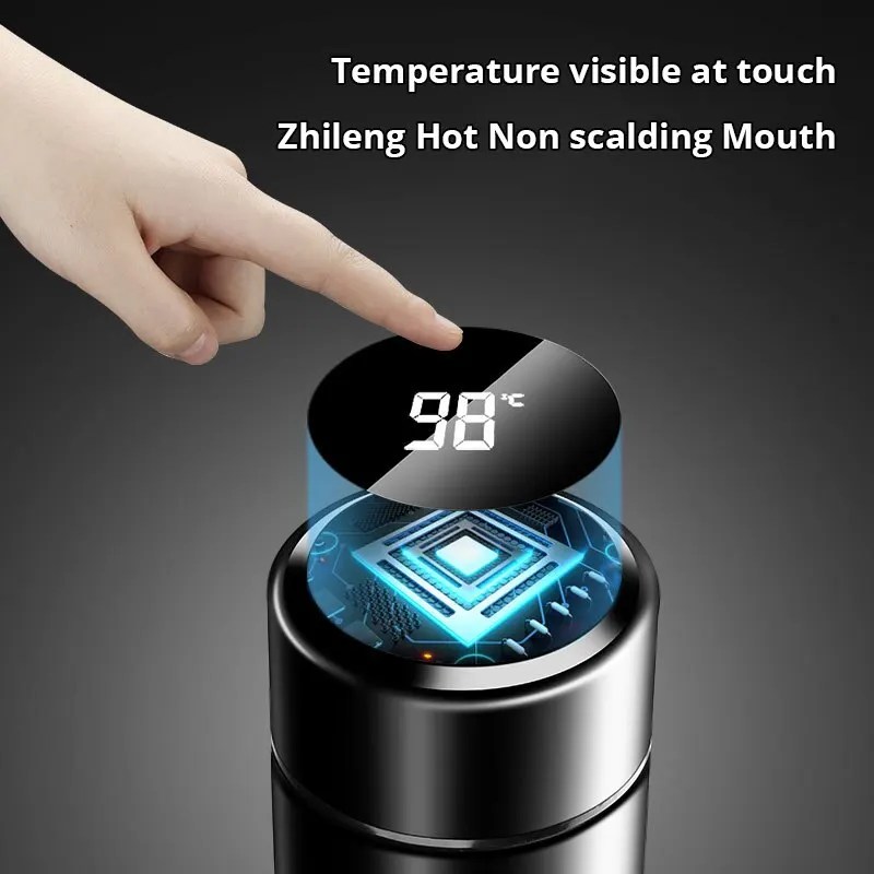 1 adet 500ML akıllı yalıtım paslanmaz çelik renkli fincan Mini termos bardak su şişesi Led dijital sıcaklık göstergesi termos - Görsel 6