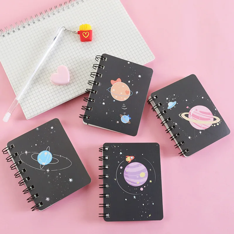 1 adet A7 rüya gezegen sevimli Mini taşınabilir bobin not defteri günlüğü kitap egzersiz kitabı Escolar Papelaria okul ofis kaynağı