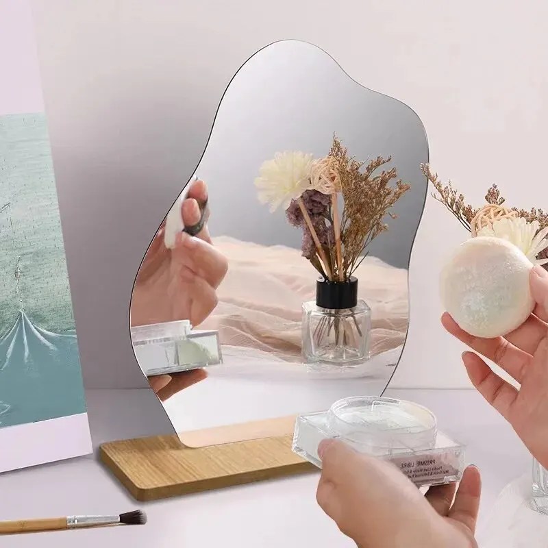 1 adet düzensiz bulut şekilli akrilik masa üstü için makyaj aynası yatak odası, banyo, yurt, sanat stüdyosu, Diy, makyaj masası aynası, oturma
