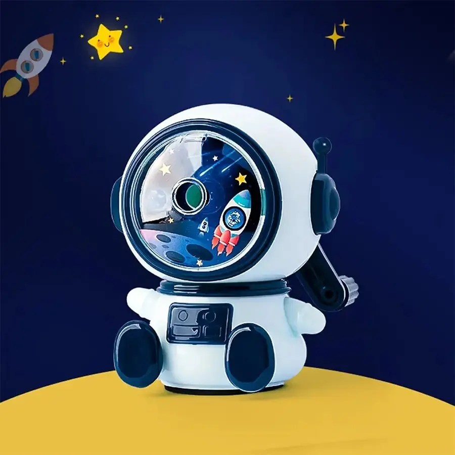 1 adet öğrenci karikatür el kalemtıraş astronot şekil kalemtıraş otomatik kalemtıraş