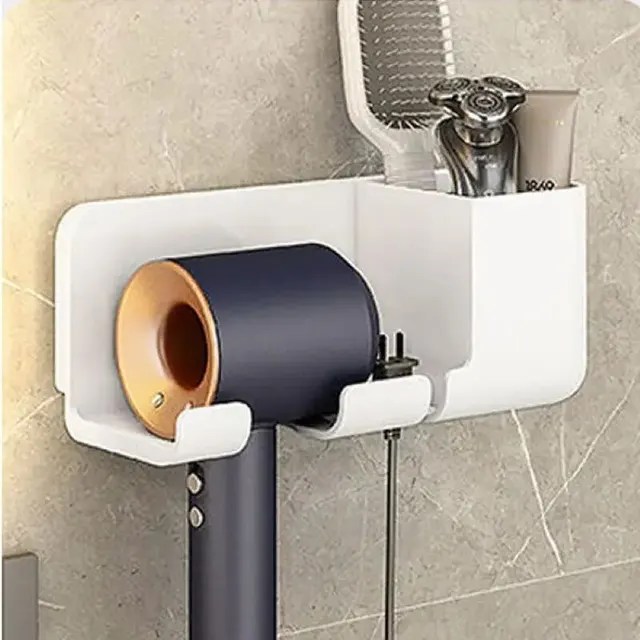 1 adet saç kurutma makinesi depolama raf olmayan delme banyo duvara monte - Görsel 7