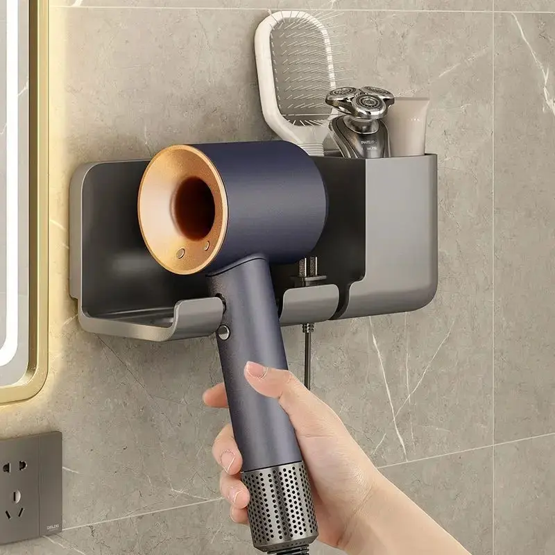 1 adet saç kurutma makinesi depolama raf olmayan delme banyo duvara monte