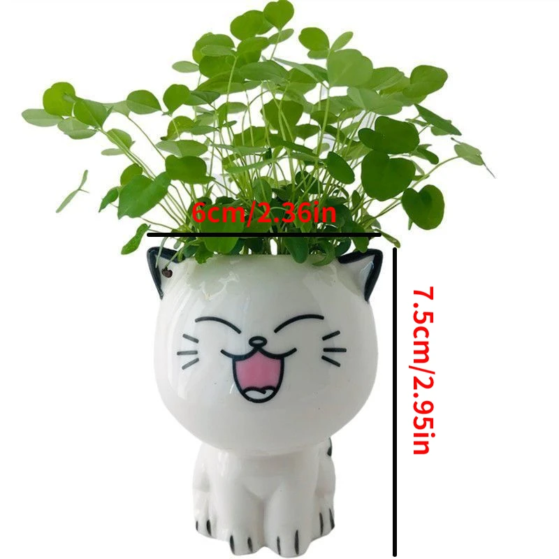 1 adet seramik saksı Mini kedi karikatür sevimli saksı bitki masaüstü kedi saksı DIY masa süslemeleri bilim eğitim okul hediyeler