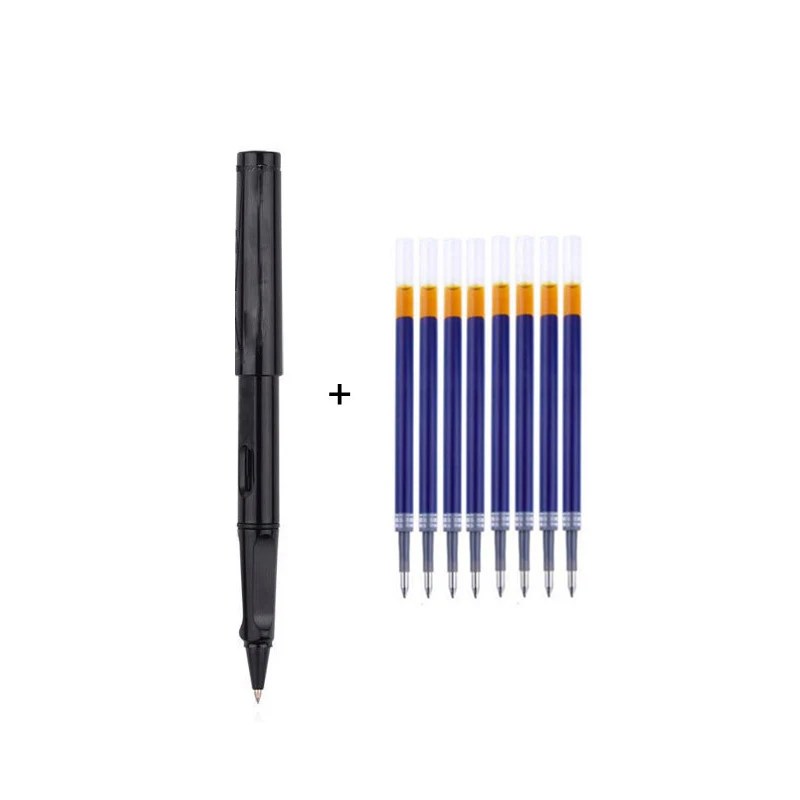 1 adet tükenmez kalem + 8 yedekler siyah mavi kırmızı mürekkep jel kalem Bullet İpucu 0.5mm tükenmez kalem okul ofis malzemeleri kırtasiye kalem
