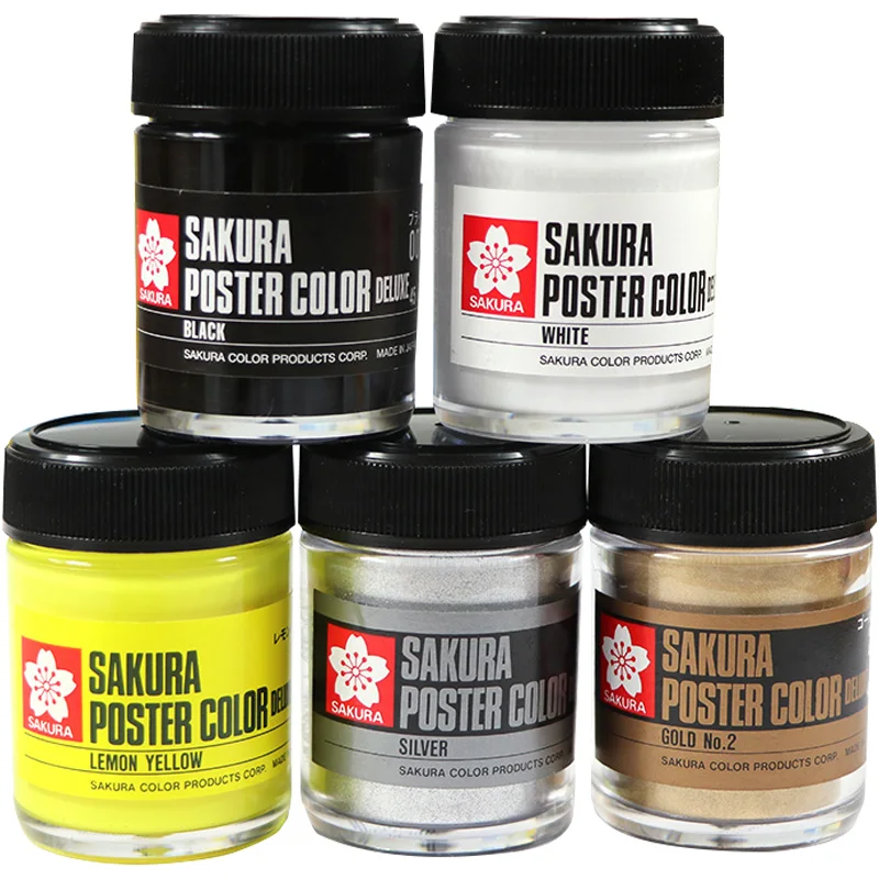 1 şişe Sakura Poster renk 30ml/45ml zamk giderme Pigment guaj boya sanatçı boyama malzemeleri çok renkli isteğe bağlı