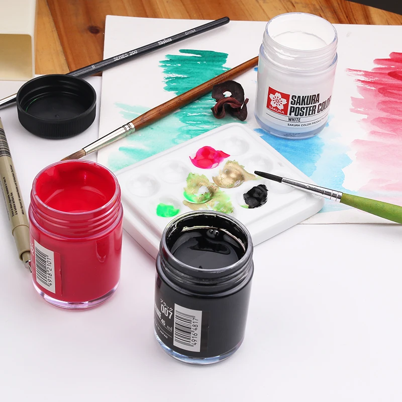 1 şişe Sakura Poster renk 30ml/45ml zamk giderme Pigment guaj boya sanatçı boyama malzemeleri çok renkli isteğe bağlı