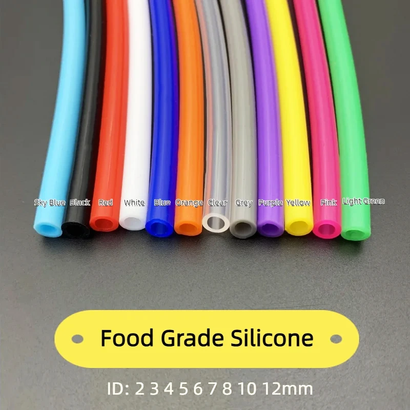 1 metre ID2 3 4 5 6 7 8 9 10 12mm silikon tüp esnek kauçuk hortum gıda sınıfı meşrubat dolum makinesi boru su konnektörü renkli sıhhi tesisat