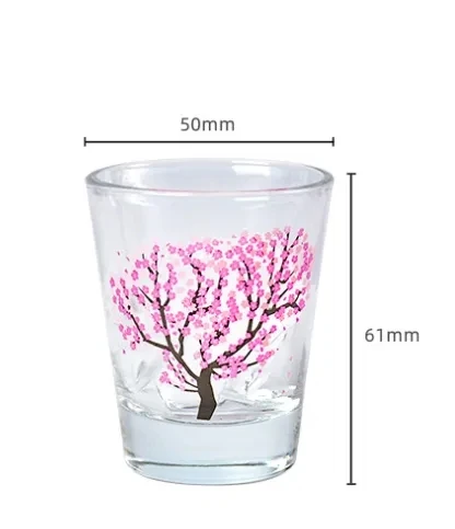 1 parça küçük 2oz kiraz çiçeği Sakura soğuk renk değiştirme Shot cam ruhları cam bardak - Görsel 3