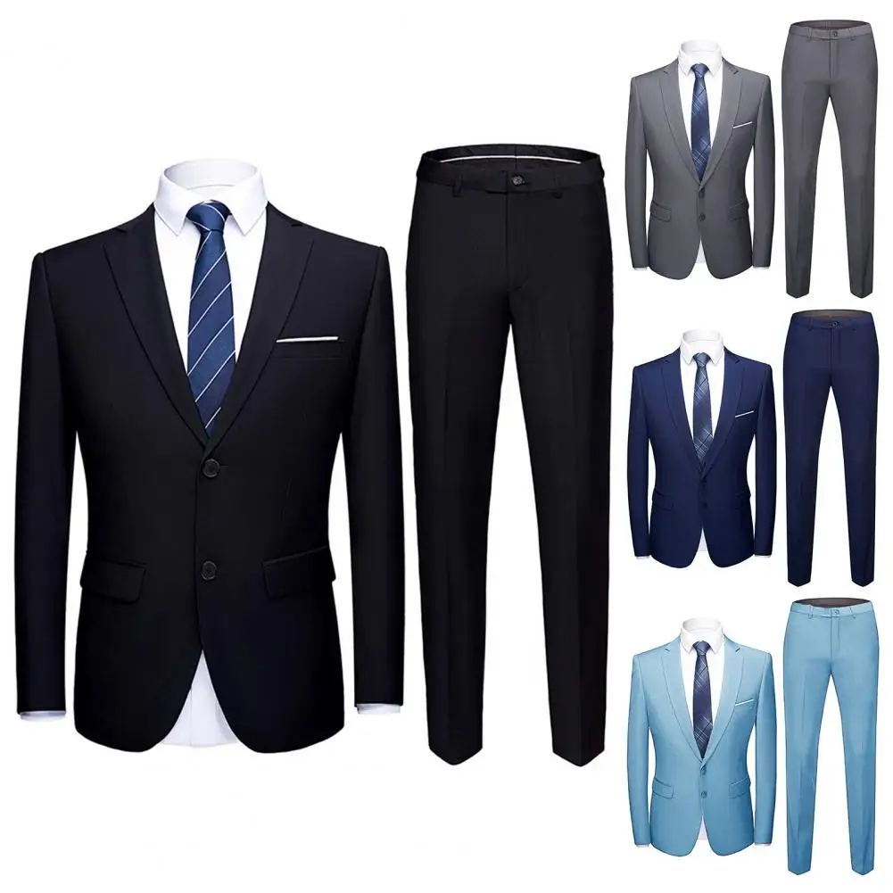 1 takım Blazer pantolon Trendy zayıflama iki düğme resmi kıyafet mizaç resmi kıyafet Set