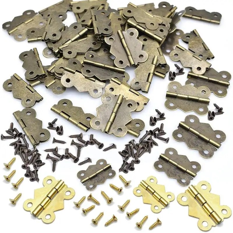 10/20 adet vida kelebek popo demir menteşe ile menteşe 17x20mm, 20x25mm, 25x30mm antik bronz vintage ahşap mücevher kutusu şarap kutusu