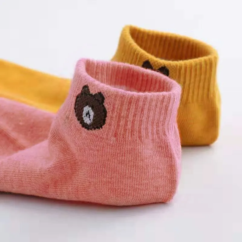 10 Pairs kadınlar düşük tüp çorap Set sevimli ayı desen moda nefes kadın rahat tarzı rahat çorap için