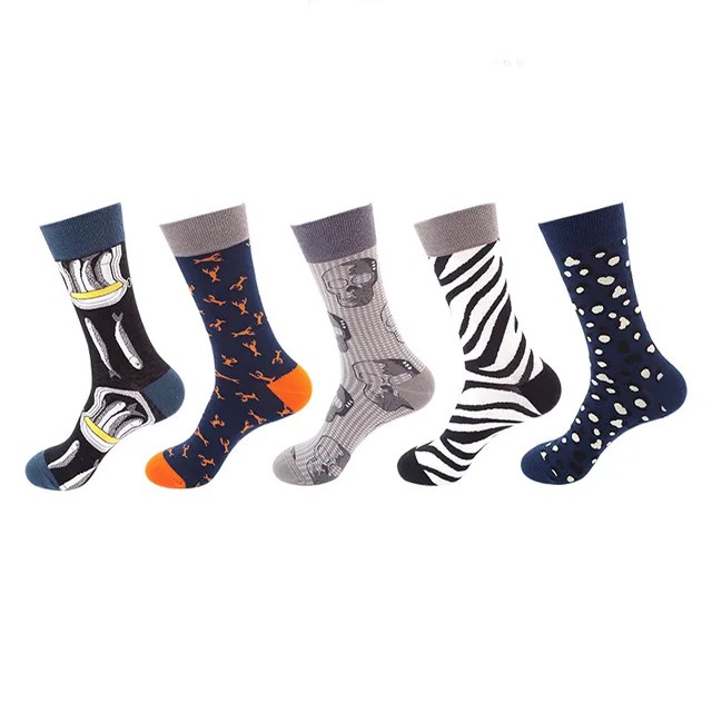 10 adet = 5 Pairs nötr serin komik Hiphop rahat Pastel paketi uzun tüp Set erkekler moda baskı Harajuku pamuk spor koşu çorap - Görsel 13