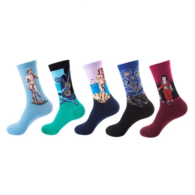 10 adet = 5 Pairs nötr serin komik Hiphop rahat Pastel paketi uzun tüp Set erkekler moda baskı Harajuku pamuk spor koşu çorap - Görsel 16