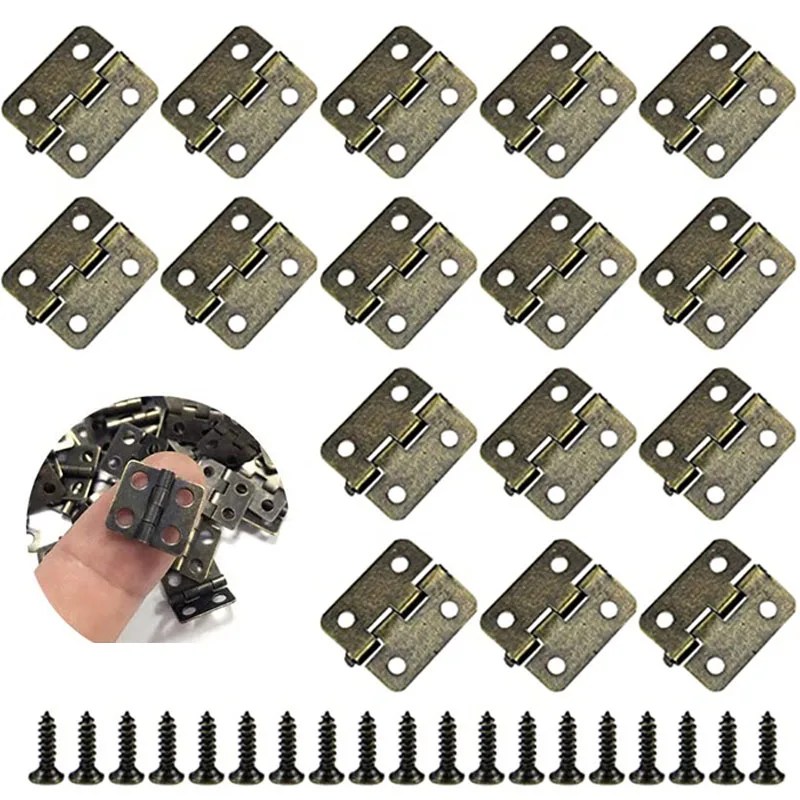 10 adet Retro Mini menteşeler minyatür Dollhouse menteşeler donanım Tiny donanım minyatür mobilya zanaat dolap dolabı mücevher kutusu