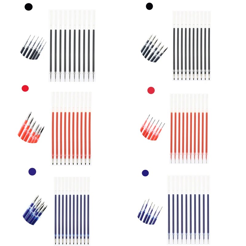 10 adet/toplu öğrenci sınav yedek jel dolum yedek kaliteli siyah dolu mavi kırmızı 0.5mm (iğne/mermi tipi) - Görsel 2