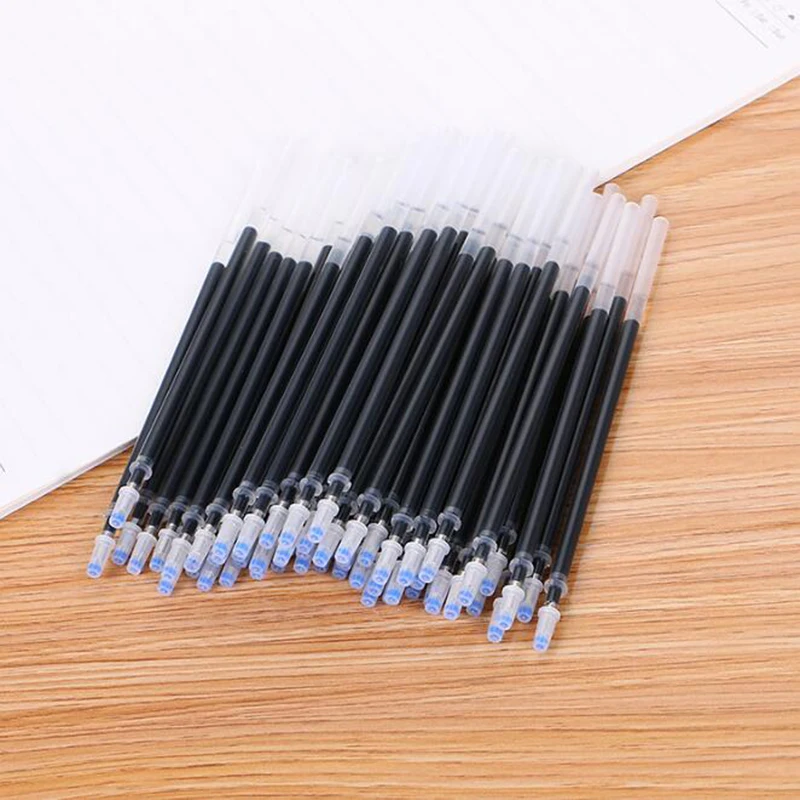 10 adet/toplu öğrenci sınav yedek jel dolum yedek kaliteli siyah dolu mavi kırmızı 0.5mm (iğne/mermi tipi)