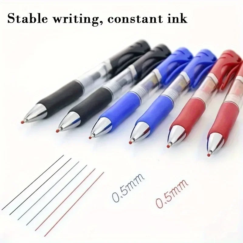 10 adet yüksek kapasiteli jel kalemler kırtasiye Kawaii yazma kalem siyah/kırmızı/mavi mürekkep 0.5mm mavi tükenmez kalem ofis okul malzemeleri