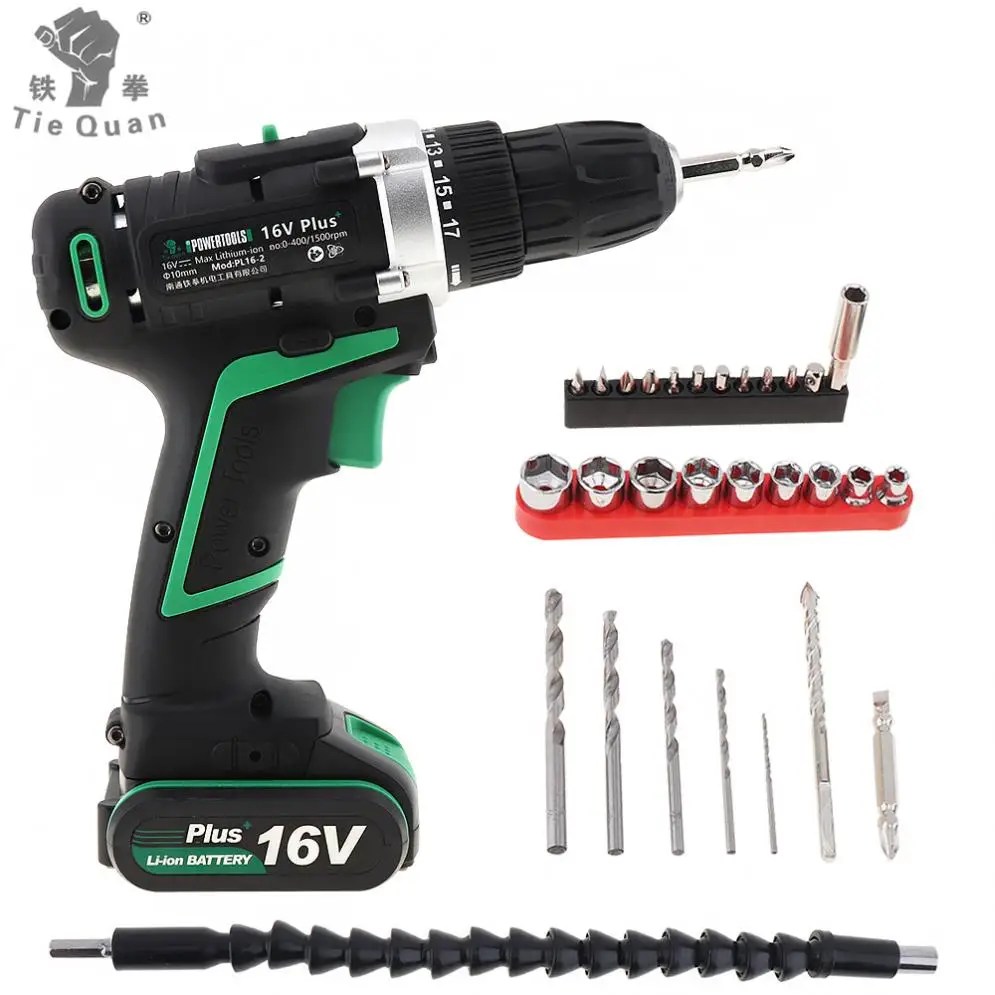 100-240V akülü 16V elektrikli matkap/tornavida için taşıma vidaları/delme ayar anahtarı ve 29 adet aksesuarları ile Set