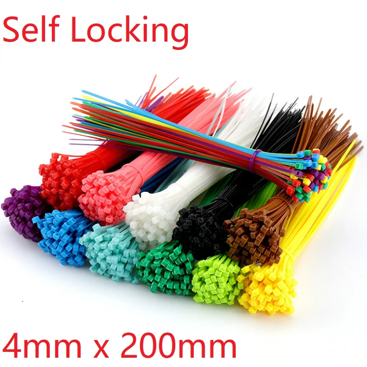100 adet 3/4x10 0/150/200 kendinden kilitleme naylon kablo TiesPlastic Zip bağ teli bağlama Wrap sapanlar DIY kablo ajanda renkli tutturmak