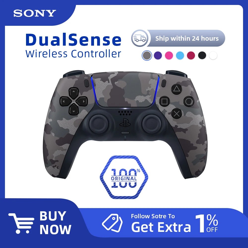 100% orijinal Sony PlayStation PS5 DualSense kablosuz denetleyici-gri kamuflaj-PlayStation 5