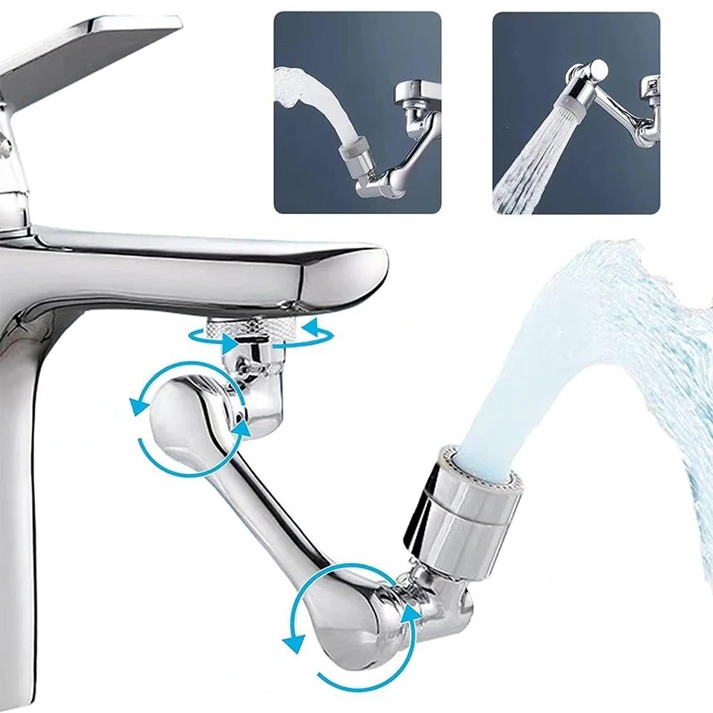 1080 ° evrensel rotasyon musluk genişletici çift mod püskürtme başkanı mutfak Robot kol uzatma musluklar banyo döner musluk