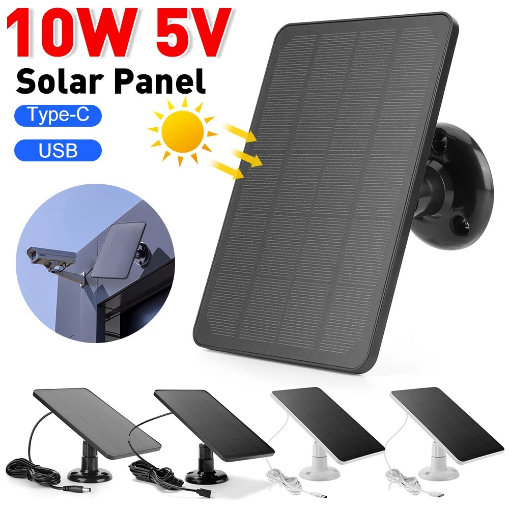10W 5V GÜNEŞ PANELI IP güvenlik kamera şarj aleti tip-c USB-C Port DC5521 Portable taşınabilir GÜNEŞ PANELI su geçirmez ışıklar