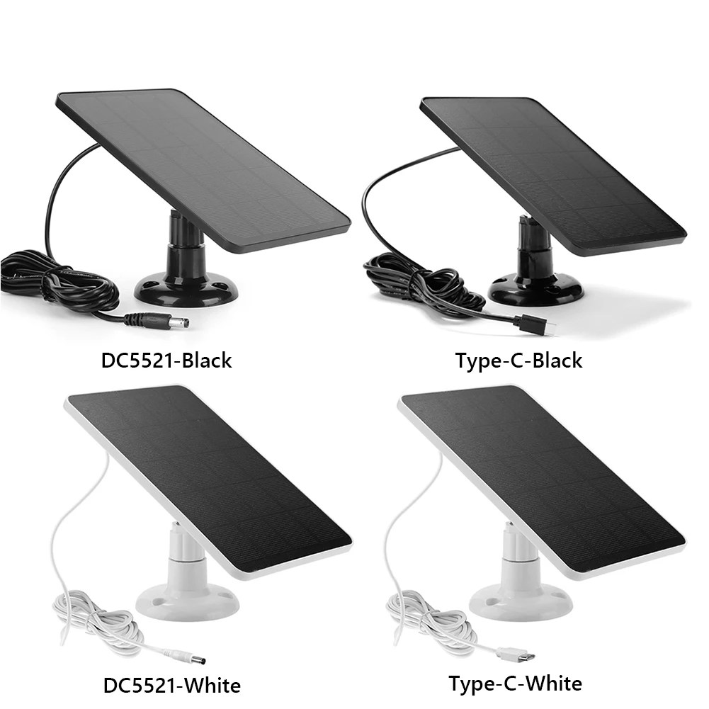 10W 5V taşınabilir GÜNEŞ PANELI 360 ayarlanabilir braket Monocrystalline tip-c DC5521 duvar montaj akıllı kapı zili kamera için IPX6
