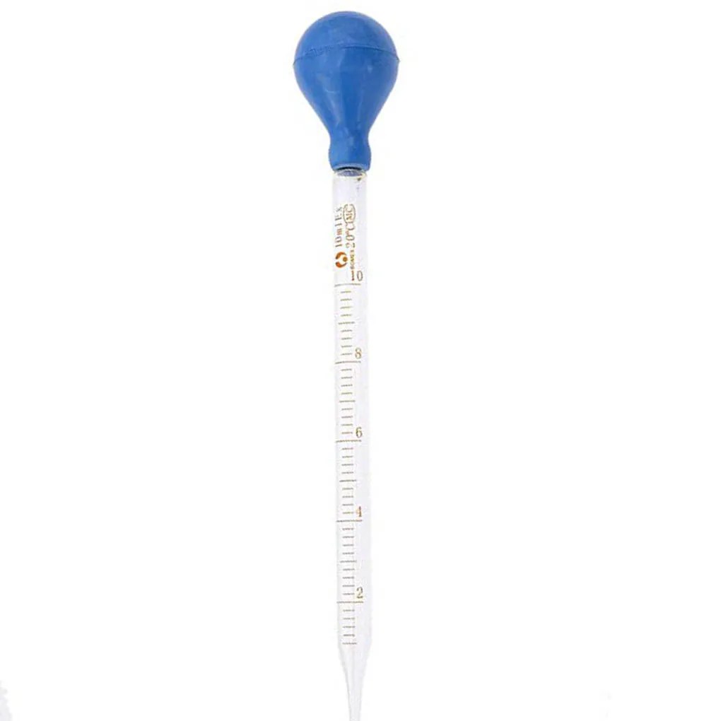 10ml cam ölçekli çizgi damlalık Pipet okul laboratuvarı damlalık bırakarak Pipet mavi kauçuk kafa pipetleyiciler - Görsel 2