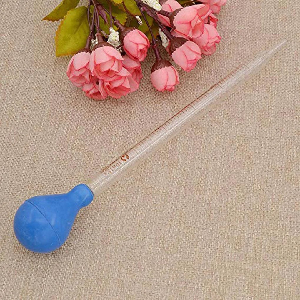 10ml cam ölçekli çizgi damlalık Pipet okul laboratuvarı damlalık bırakarak Pipet mavi kauçuk kafa pipetleyiciler - Görsel 5