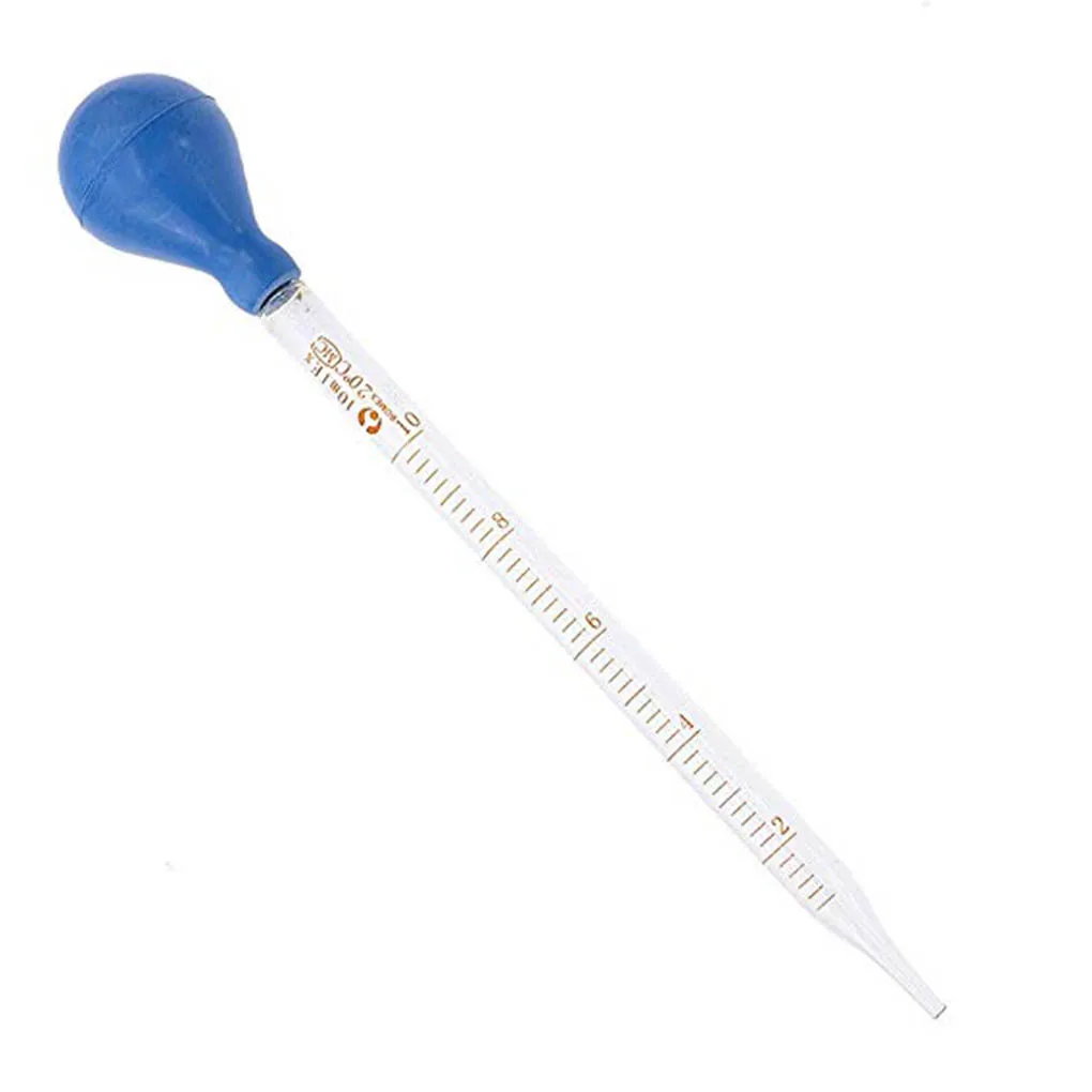 10ml cam ölçekli çizgi damlalık Pipet okul laboratuvarı damlalık bırakarak Pipet mavi kauçuk kafa pipetleyiciler
