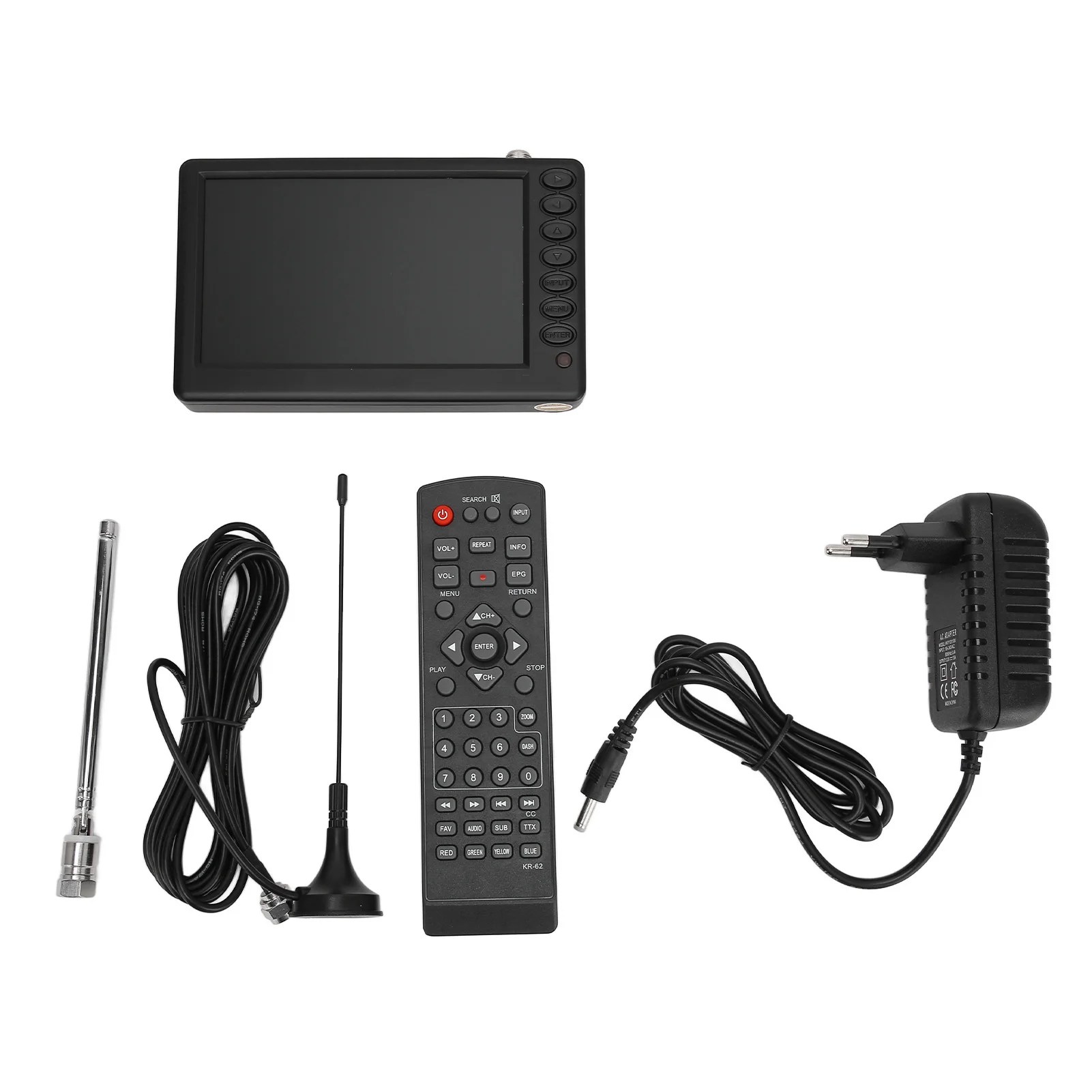 110‑220V EU Plug 5 Inch Portable TV ISDB T Compliant Rechargeable 1080P Mini Digital Television