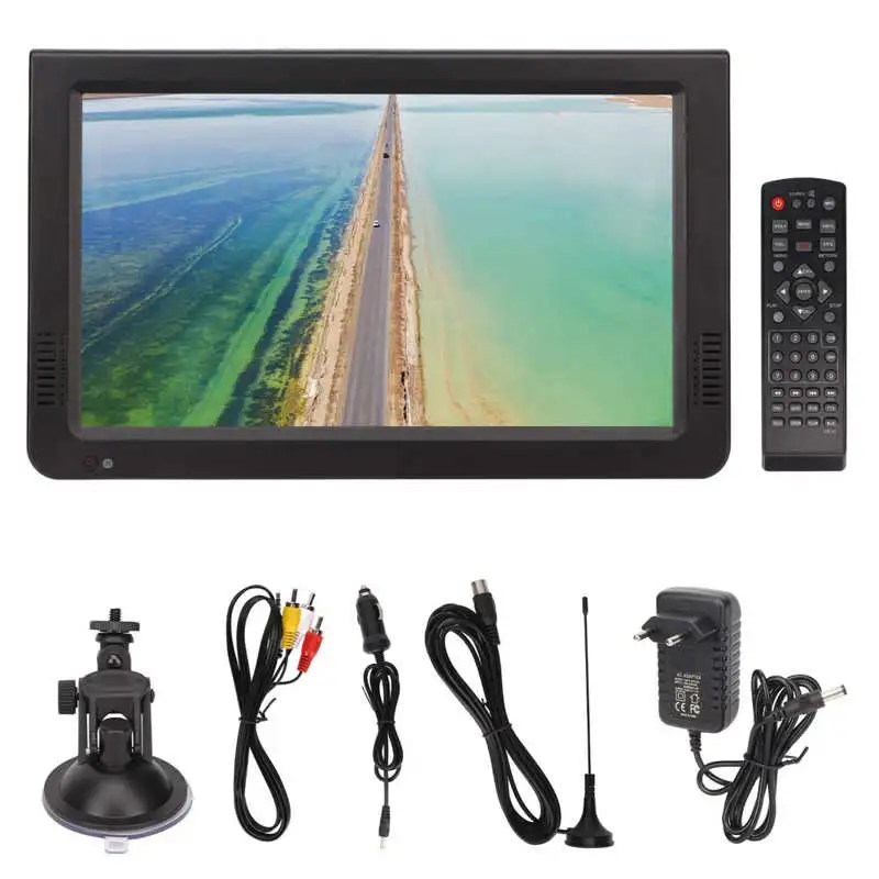 110-240V 10 Inch Digital TV Portable Support 1080P Video Small LED Television for Outdoor Activities EU Plug
