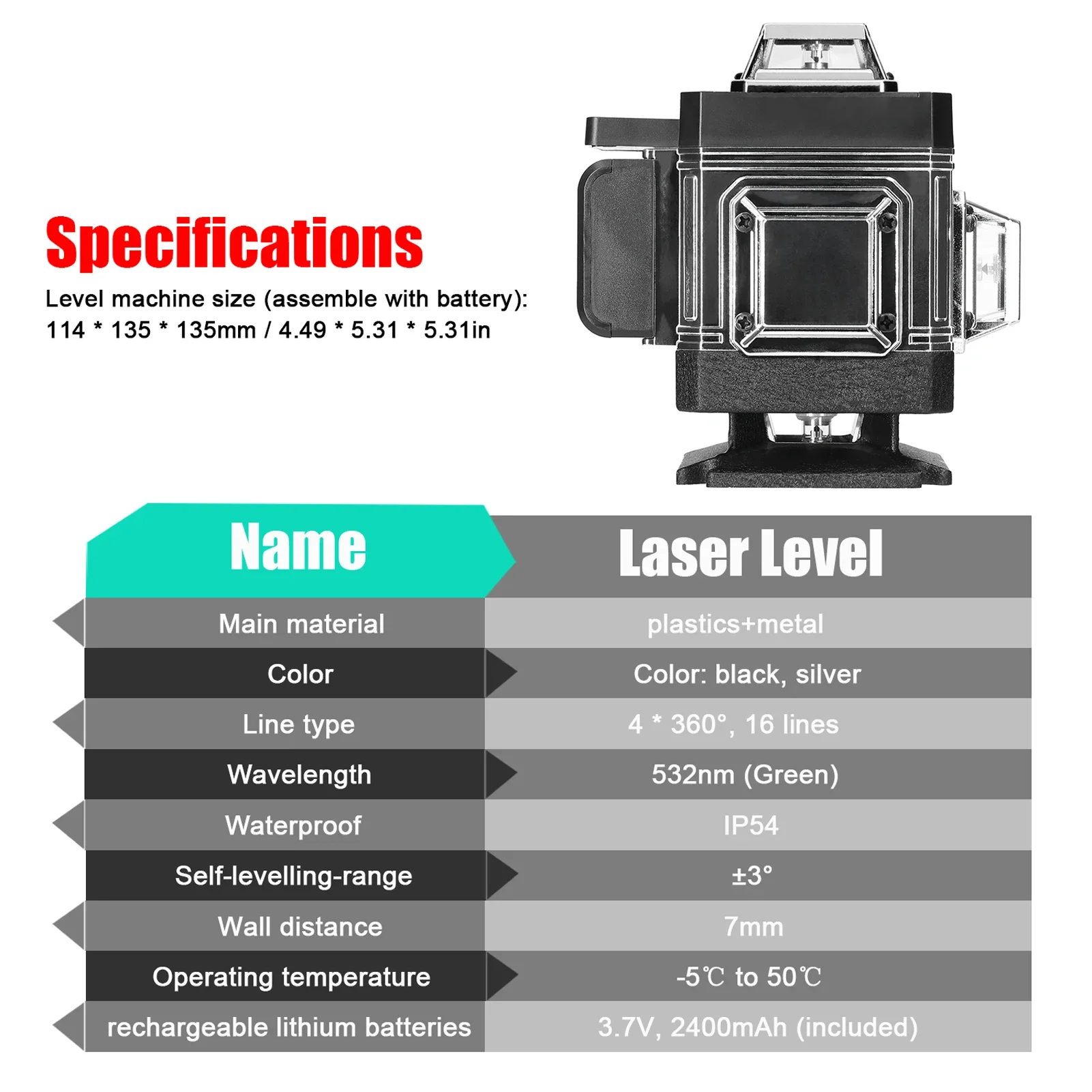 12/16 satır lazer seviyesi 3 ° kendinden tesviye makinesi şarj edilebilir pil tesviye aracı zemin duvar Sticker ile 1.2m Tripod standı - Görsel 4