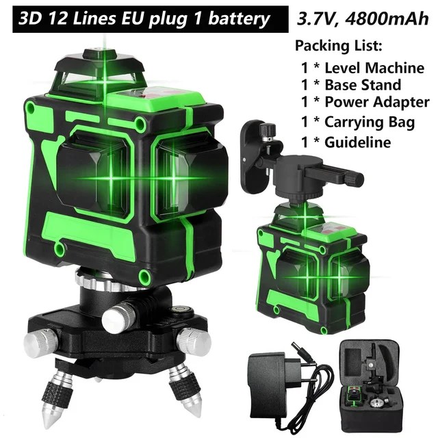 12/16 satır lazer seviyesi 3 ° kendinden tesviye makinesi şarj edilebilir pil tesviye aracı zemin duvar Sticker ile 1.2m Tripod standı - Görsel 8