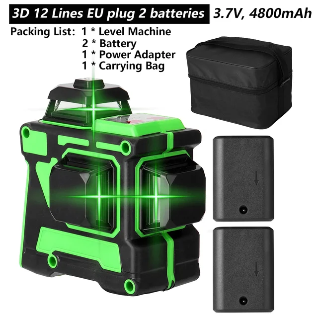 12/16 satır lazer seviyesi 3 ° kendinden tesviye makinesi şarj edilebilir pil tesviye aracı zemin duvar Sticker ile 1.2m Tripod standı