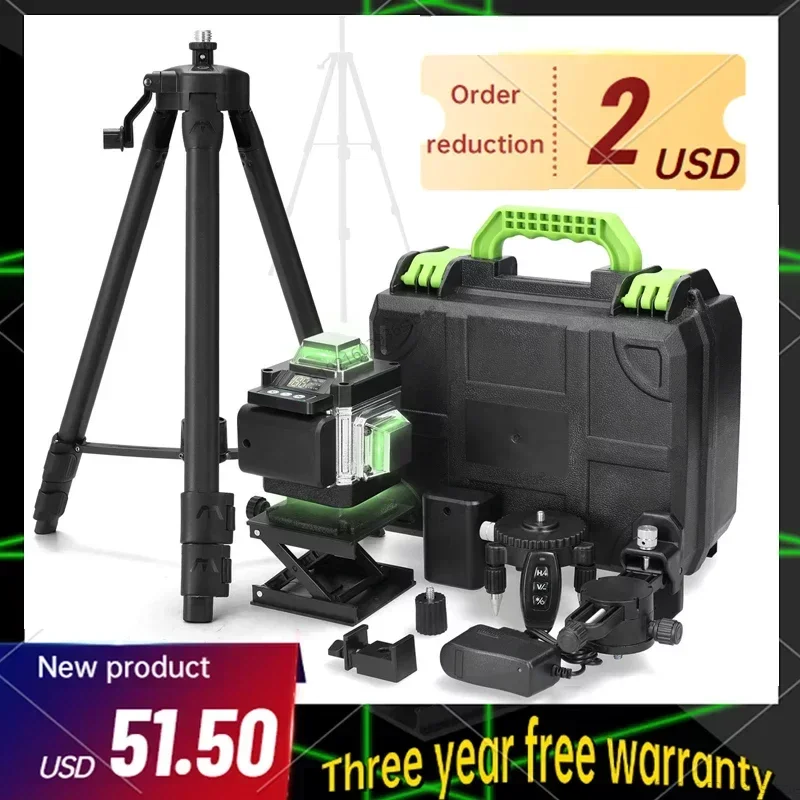 12/16 satır lazer seviyesi 3 ° kendinden tesviye makinesi şarj edilebilir pil tesviye aracı zemin duvar Sticker ile 1.2m Tripod standı