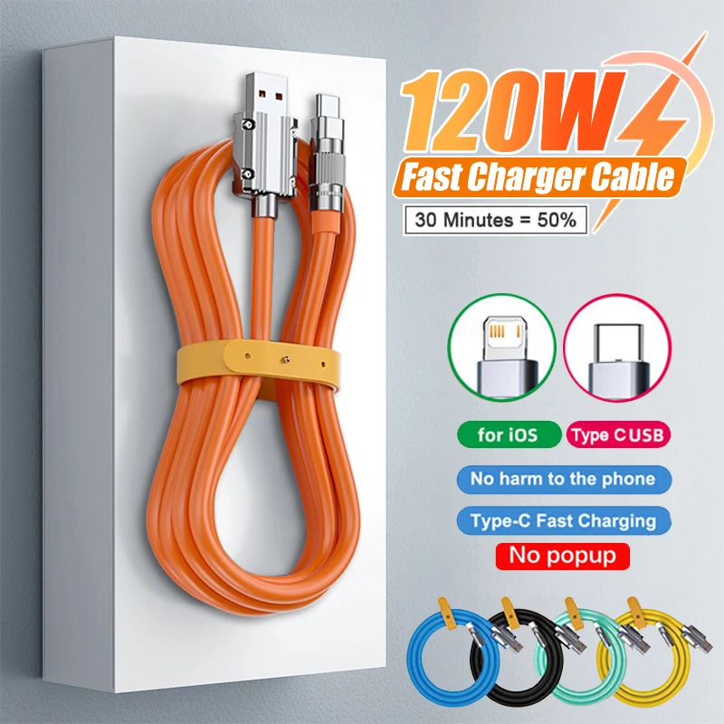 120W 6A süper hızlı şarj USB C sıvı silikon kablo iPhone 14 15 Huawei Samsung Xiaomi hızlı şarj tip-c yıldırım tel