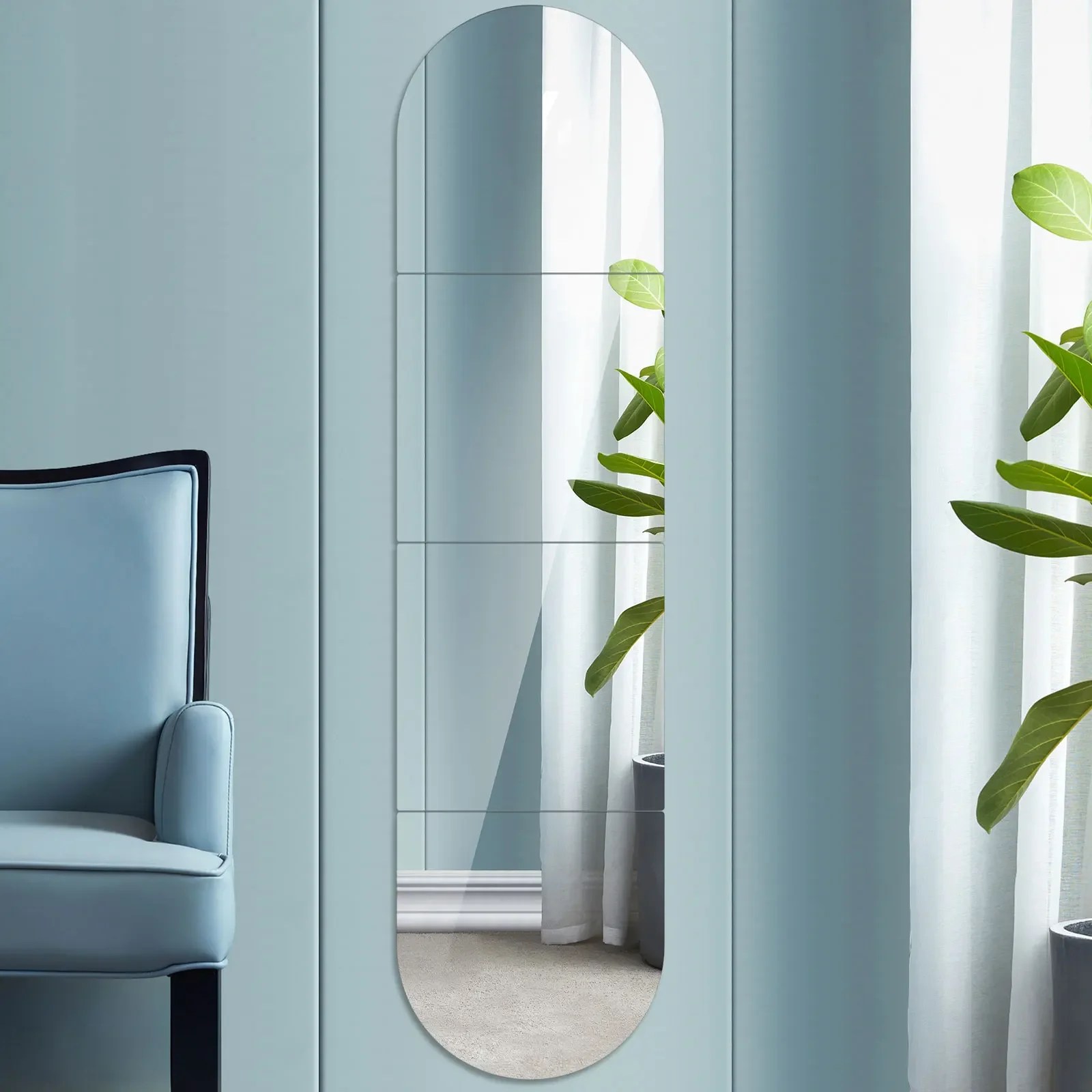 120cm tam boy ayna seti kendinden yapışkanlı duvar Sticker akrilik ayna çini çıkartmaları sanat ayna Sticker banyo ev dekor için