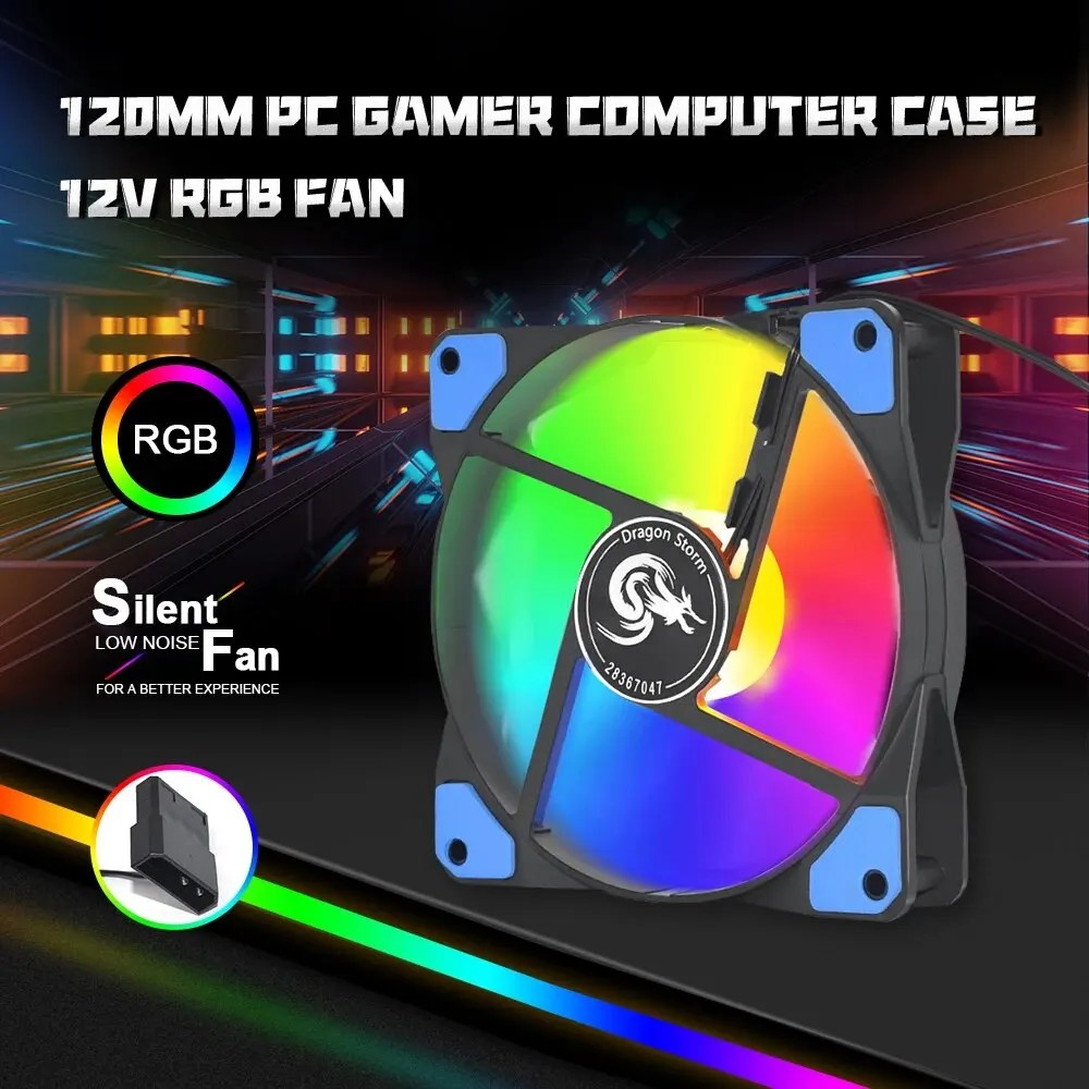 120mm oyun bilgisayar kasası 12V CPU soğutma RGB sessiz Fan 120*120*25MM şasi PC aksesuarları