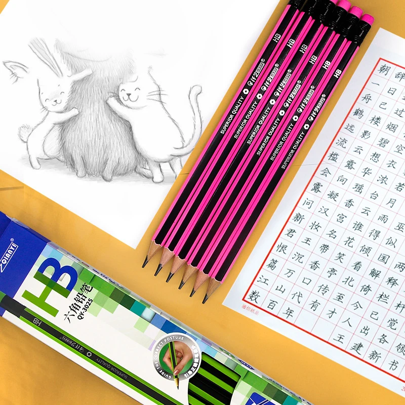 12Pcs /Lot Ordinary Pencil Wooden Lead Pencils 2B/HB Pencil With Eraser Children Gift Drawing Pencil School Writing Stationery